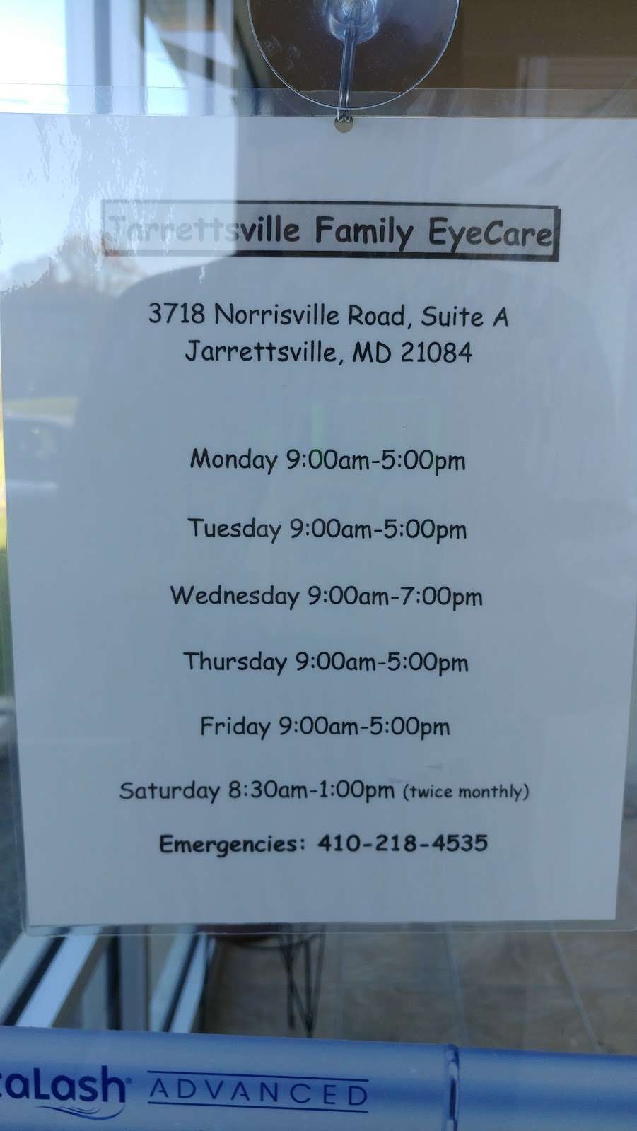 Jarrettsville Family Eyecare | 3718 Norrisville Rd ste a, Jarrettsville, MD 21084 | Phone: (410) 557-8800