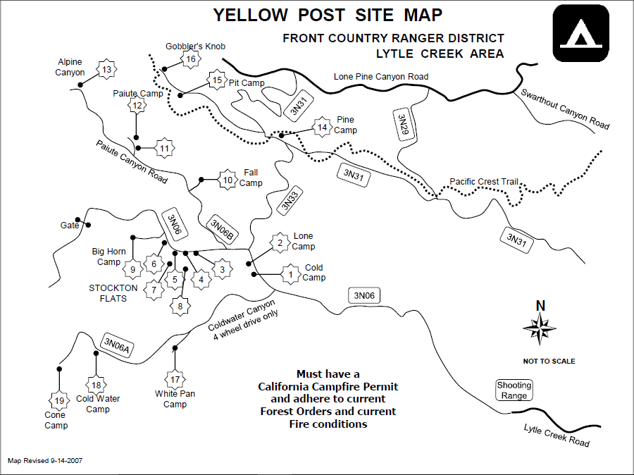 Paiute Canyon Yellow Post Sites | Baldy Rd, Lytle Creek, CA 92358, USA | Phone: (909) 382-2851