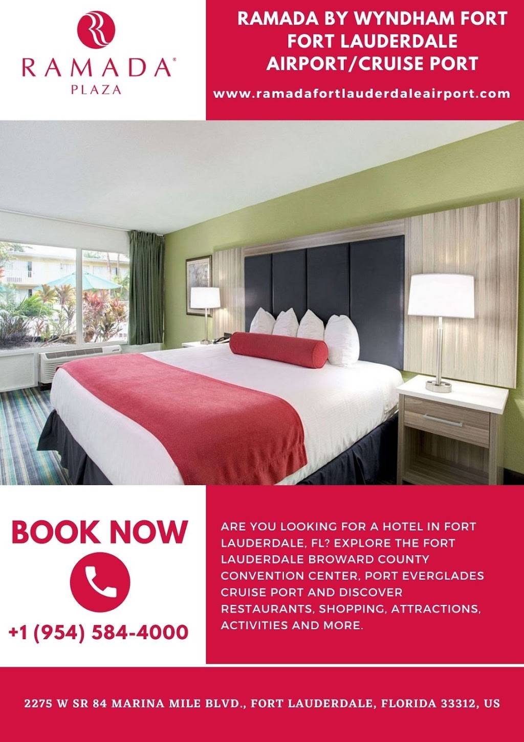 Ramada by Wyndham Fort Lauderdale Airport/Cruise Port | W SR 84, 2275 Marina Mile Blvd, Fort Lauderdale, FL 33312, USA | Phone: (954) 271-1787