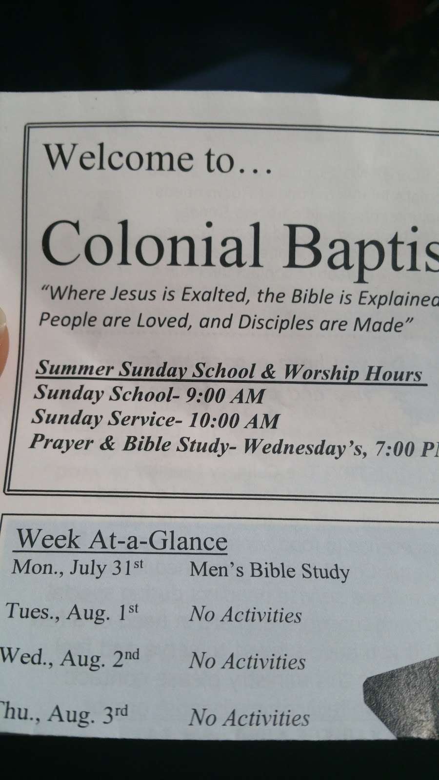 Colonial Baptist Church | 9411 Liberty Rd, Randallstown, MD 21133, USA | Phone: (410) 655-1080