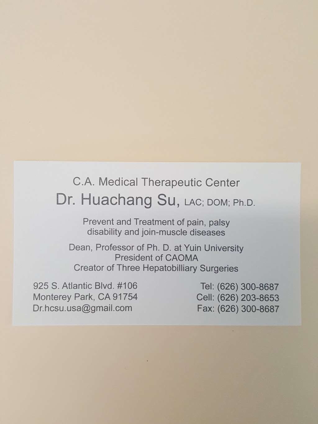 Su Huachang | 925 S Atlantic Blvd # 206B, Monterey Park, CA 91754 | Phone: (626) 300-8687