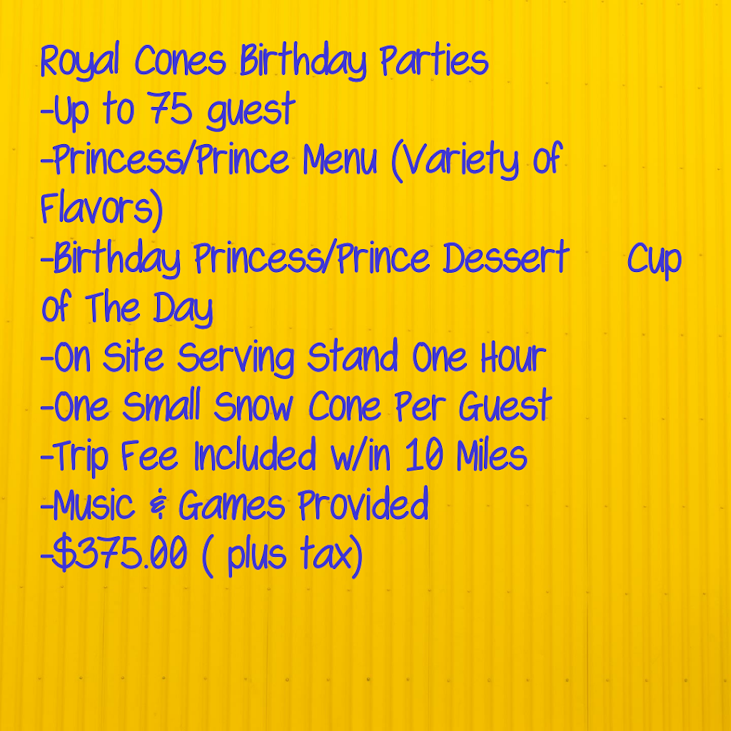 Royal Cones | Lot D-6, 1620 Peach Leaf St, Houston, TX 77039, USA | Phone: (832) 609-9624