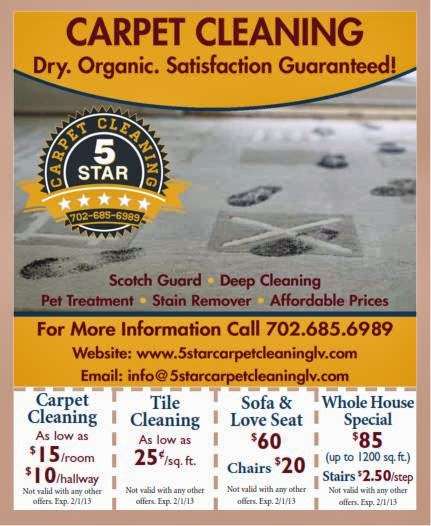 5 Star Carpet Cleaning, LLC | 9580 W Reno Ave, Las Vegas, NV 89148, USA | Phone: (702) 685-6989