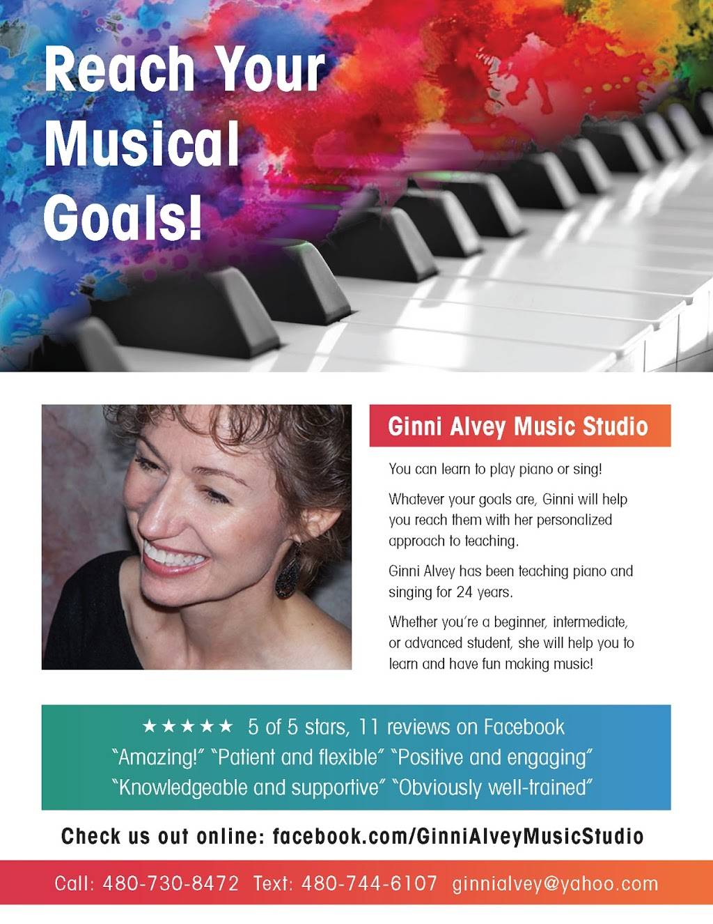 Ginni Alvey Music Studio | 1345 N Lakeshore Dr, Chandler, AZ 85226, USA | Phone: (480) 730-8472