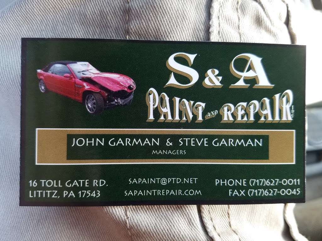 S & A Paint & Repair | 16 Toll Gate Rd, Lititz, PA 17543, USA | Phone: (717) 627-0011
