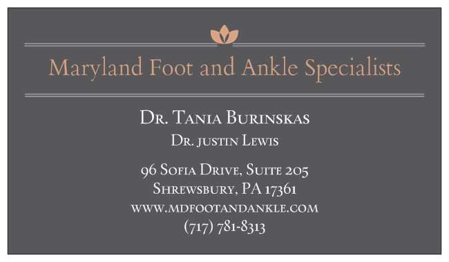 Maryland Foot and Ankle Specialists @ Shrewsbury | 96 Sofia Drive Suite 205, Shrewsbury, PA 17361 | Phone: (717) 781-8313