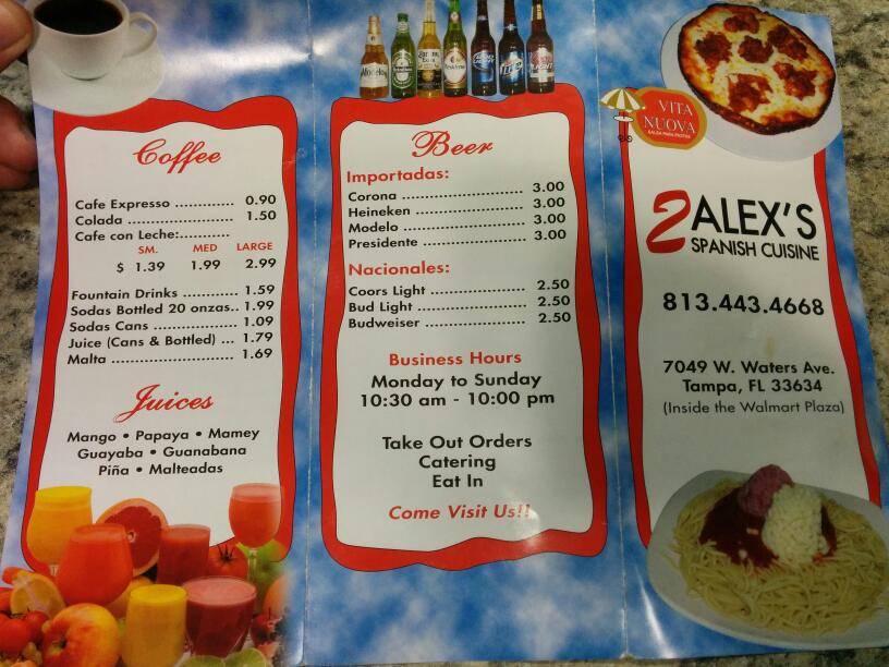 2 Alexs | 7049 W Waters Ave, Tampa, FL 33634, USA | Phone: (813) 443-4668