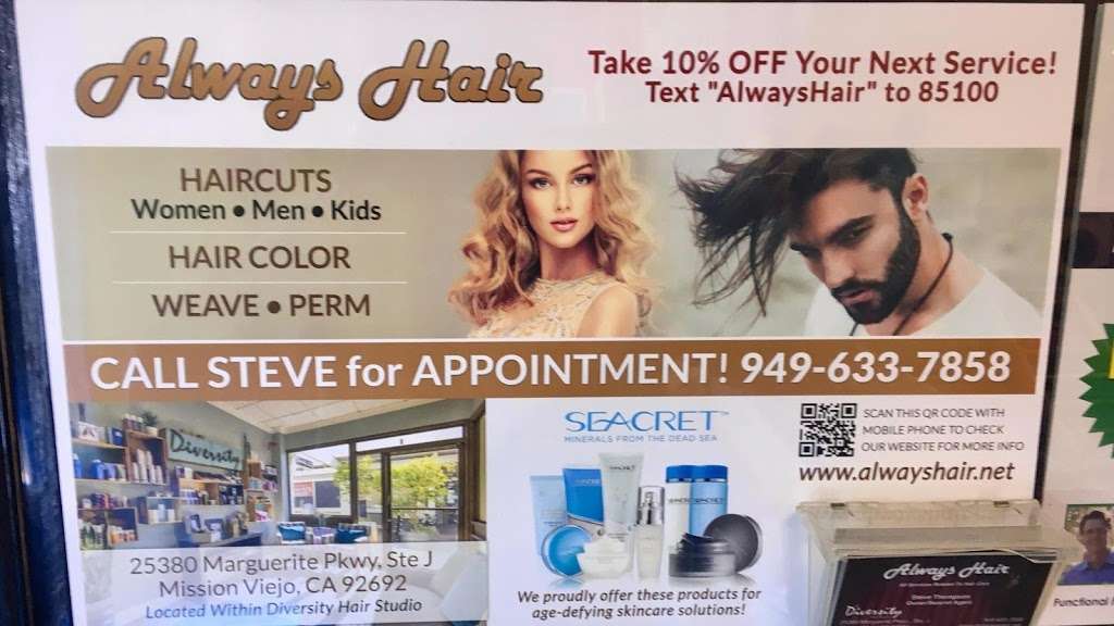 Always Hair | 24501 Marguerite Pkwy, Mission Viejo, CA 92692, USA | Phone: (949) 633-7858