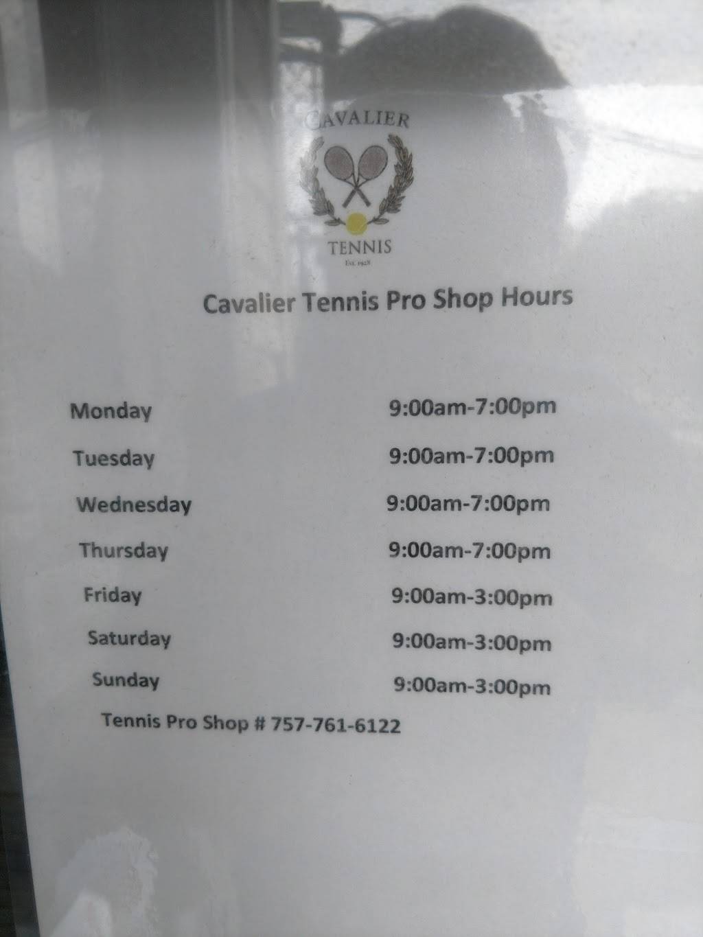 Cavalier Tennis Pro Shop | 1052 Cardinal Rd, Virginia Beach, VA 23451 | Phone: (757) 428-7569