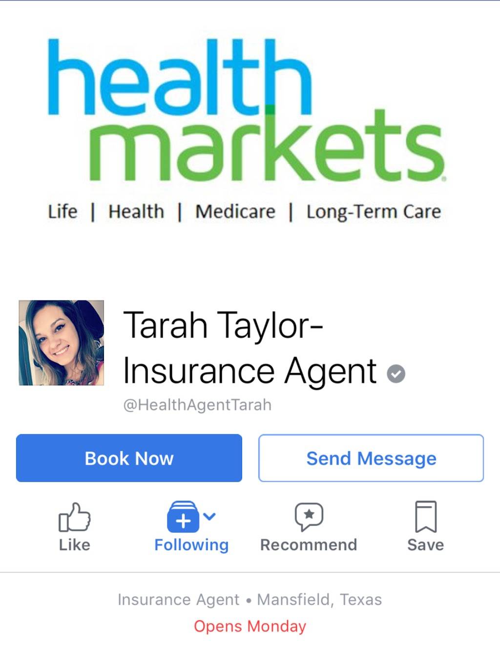 HealthMarkets Insurance Agency - Tarah Clubb | 7209 S Cooper St Suite 111, Arlington, TX 76001, USA | Phone: (469) 734-3484