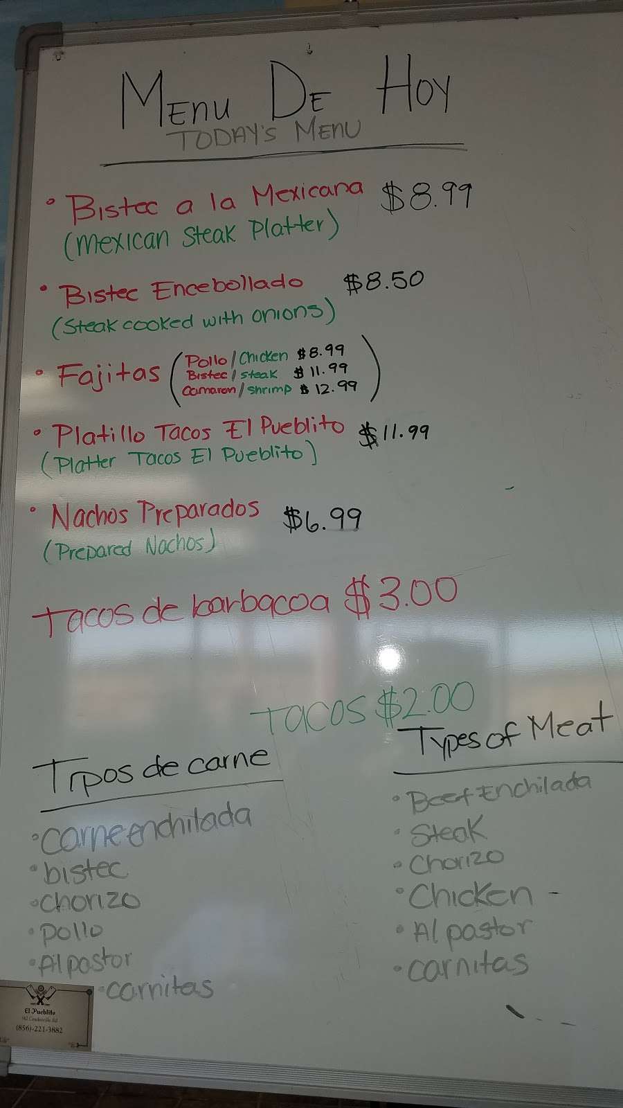 Tacos El Pueblito Restaurant | 142 Cedarville Fairton Rd, Cedarville, NJ 08311, USA | Phone: (856) 221-3882