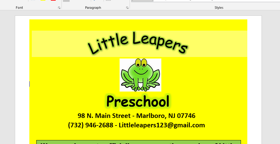 Little Leapers Preschool | 100 N Main St, Marlboro Township, NJ 07746, USA | Phone: (732) 946-2688