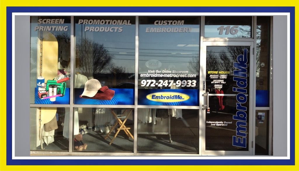 EmbroidMe Carrollton | 1630 Valwood Pkwy Suite 116, Carrollton, TX 75006 | Phone: (972) 247-9933