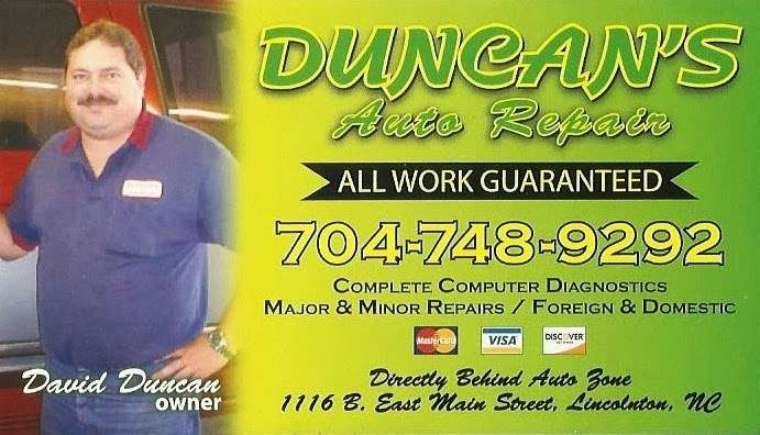 Duncans Auto Repair | 1116 E Main St # B, Lincolnton, NC 28092, USA | Phone: (704) 748-9292