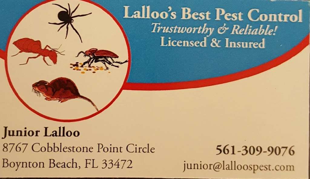 Lalloos Best Pest Control | 8767 Cobblestone Point Cir, Boynton Beach, FL 33472, USA | Phone: (561) 309-9076