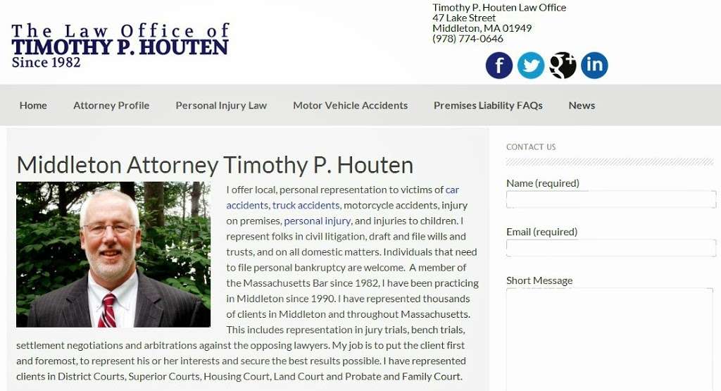 Timothy P. Houten Law Office | 47 Lake St, Middleton, MA 01949, USA | Phone: (978) 774-0646