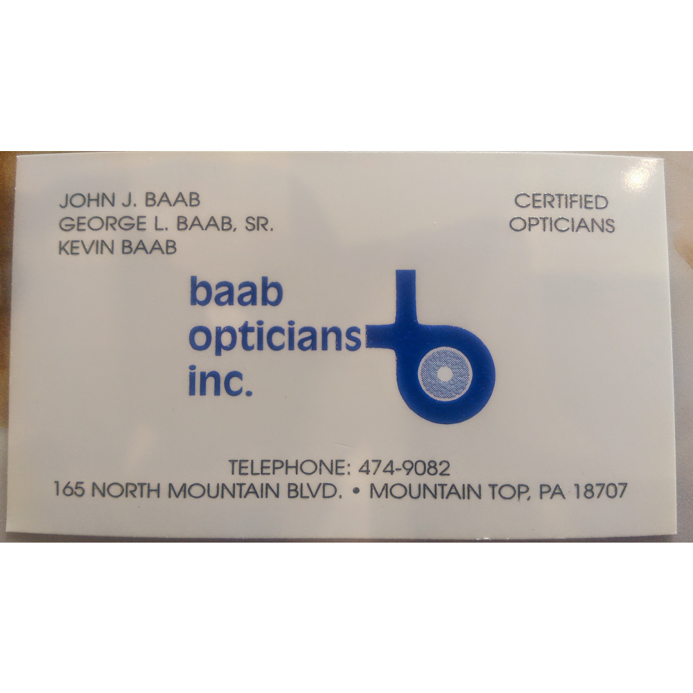 Baab Opticians | 165 N Mountain Blvd, Mountain Top, PA 18707, USA | Phone: (570) 474-9082