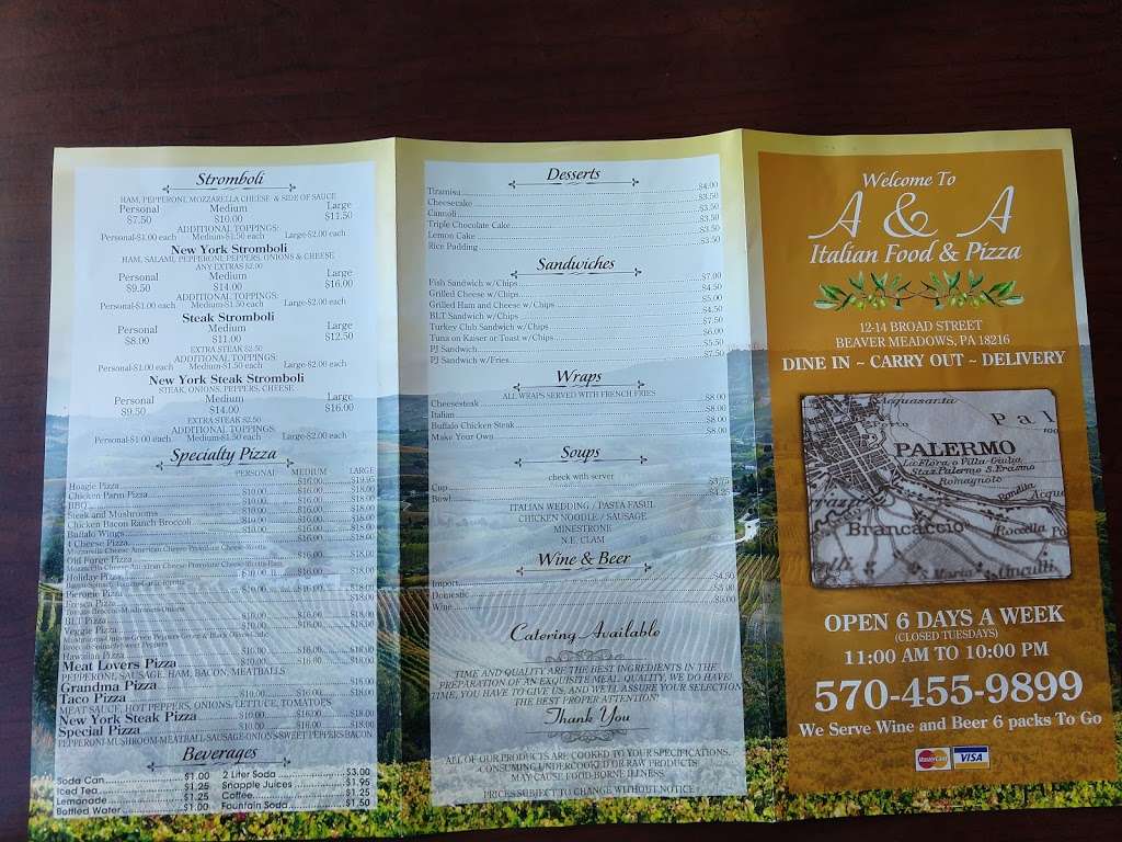 A&A Pizza and Italian Food | 14 Broad St, Beaver Meadows, PA 18216, USA | Phone: (570) 455-9899