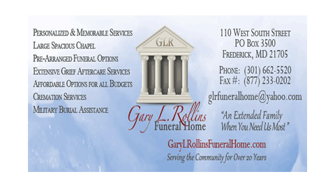 Gary L. Rollins Funeral Home | 110 W South St, Frederick, MD 21701, USA | Phone: (301) 662-5520