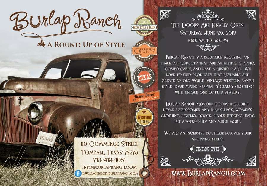 Burlap Ranch Mercantile | 106 N Elm St, Tomball, TX 77375, USA | Phone: (832) 409-9645