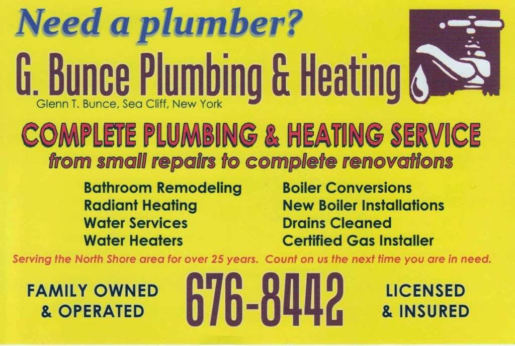 G. Bunce Plumbing and Heating | 117 Glenlawn Ave, Sea Cliff, NY 11579 | Phone: (516) 676-8442