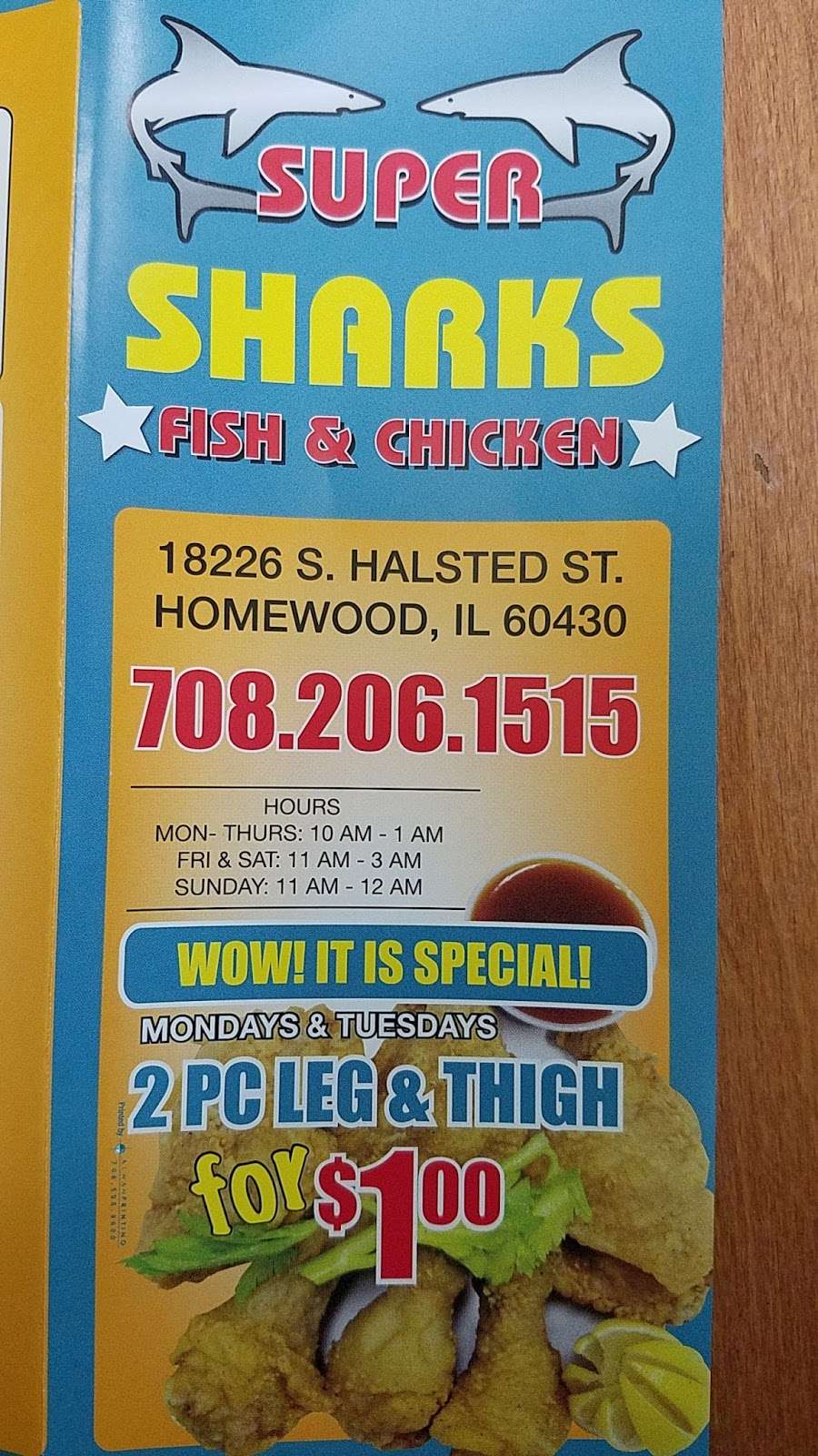 Sharks Fish & Chicken | 18226 Halsted St, Homewood, IL 60430 | Phone: (708) 206-1515