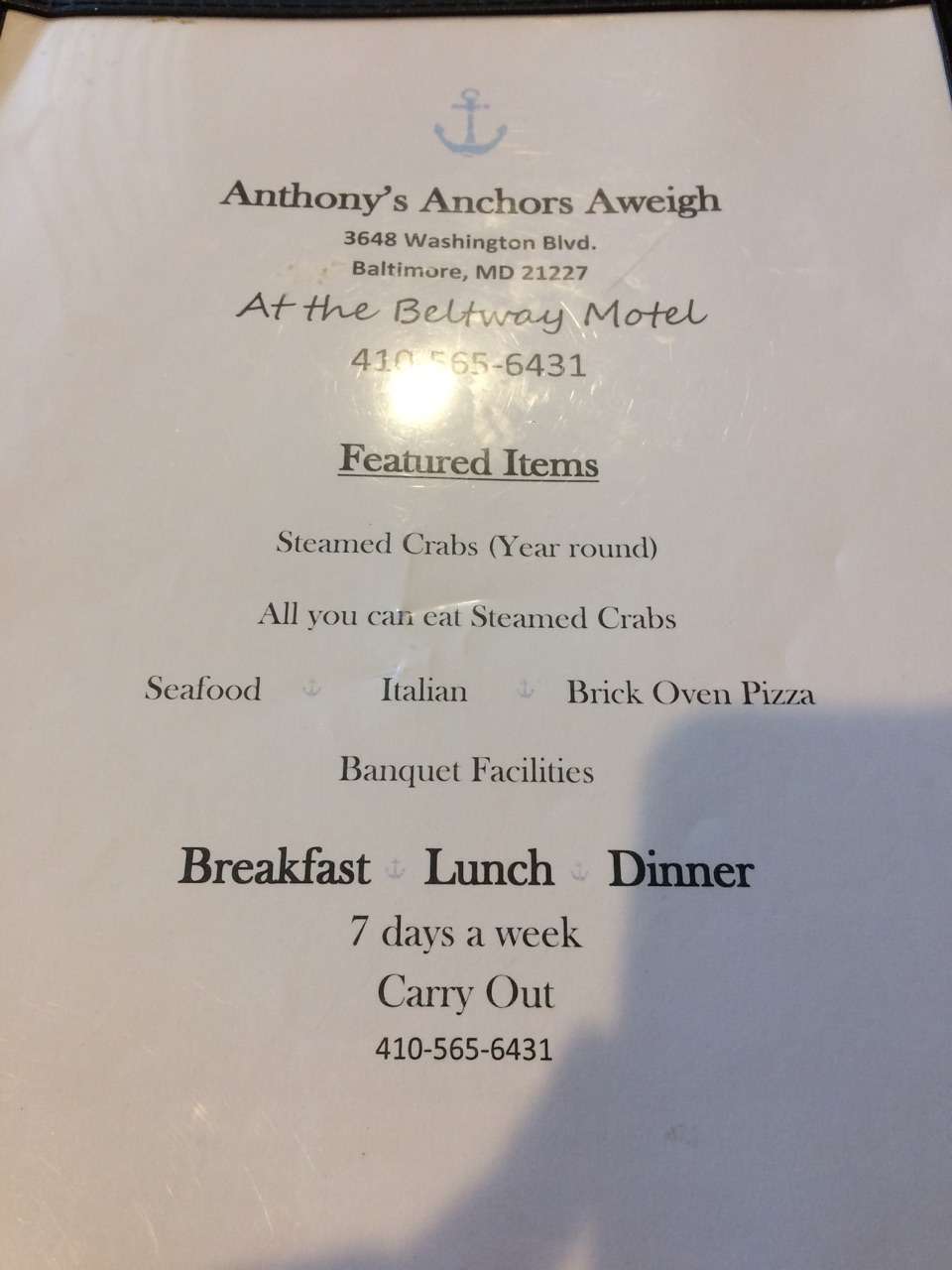 Anthonys Anchors Aweigh Restaurant | 3648 Washington Blvd, Halethorpe, MD 21227, USA | Phone: (410) 565-6431
