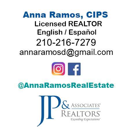 Anna Ramos Broker Associate JP & Associates Realtors | 2511 N Loop 1604 W, San Antonio, TX 78258, USA | Phone: (210) 216-7279