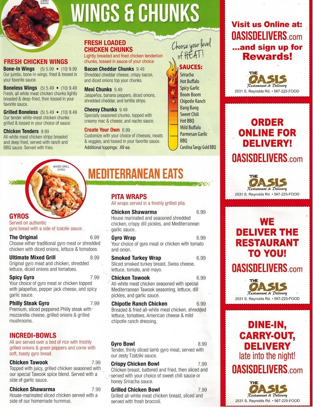The Oasis Restaurant and Delivery | 2531 S Reynolds Rd, Toledo, OH 43614, USA | Phone: (567) 225-3663