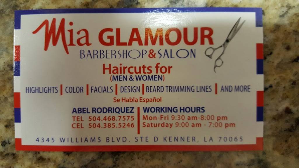 Mia Glamour BarberShop and Salon | 4345 Williams Blvd, Kenner, LA 70065 | Phone: (504) 468-7575