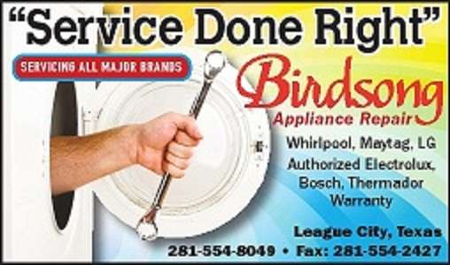 Birdsong Appliance Repair | 812 TX-3, League City, TX 77573, USA | Phone: (281) 554-8049
