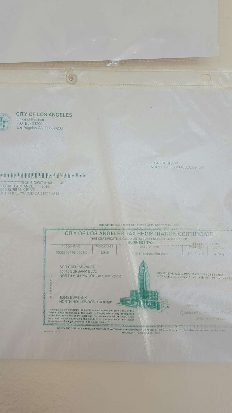 SCR CASH ADVANCE MAILBOX & PROCESS SERVER& | 10645 Burbank Blvd, North Hollywood, CA 91601, USA | Phone: (818) 308-6962