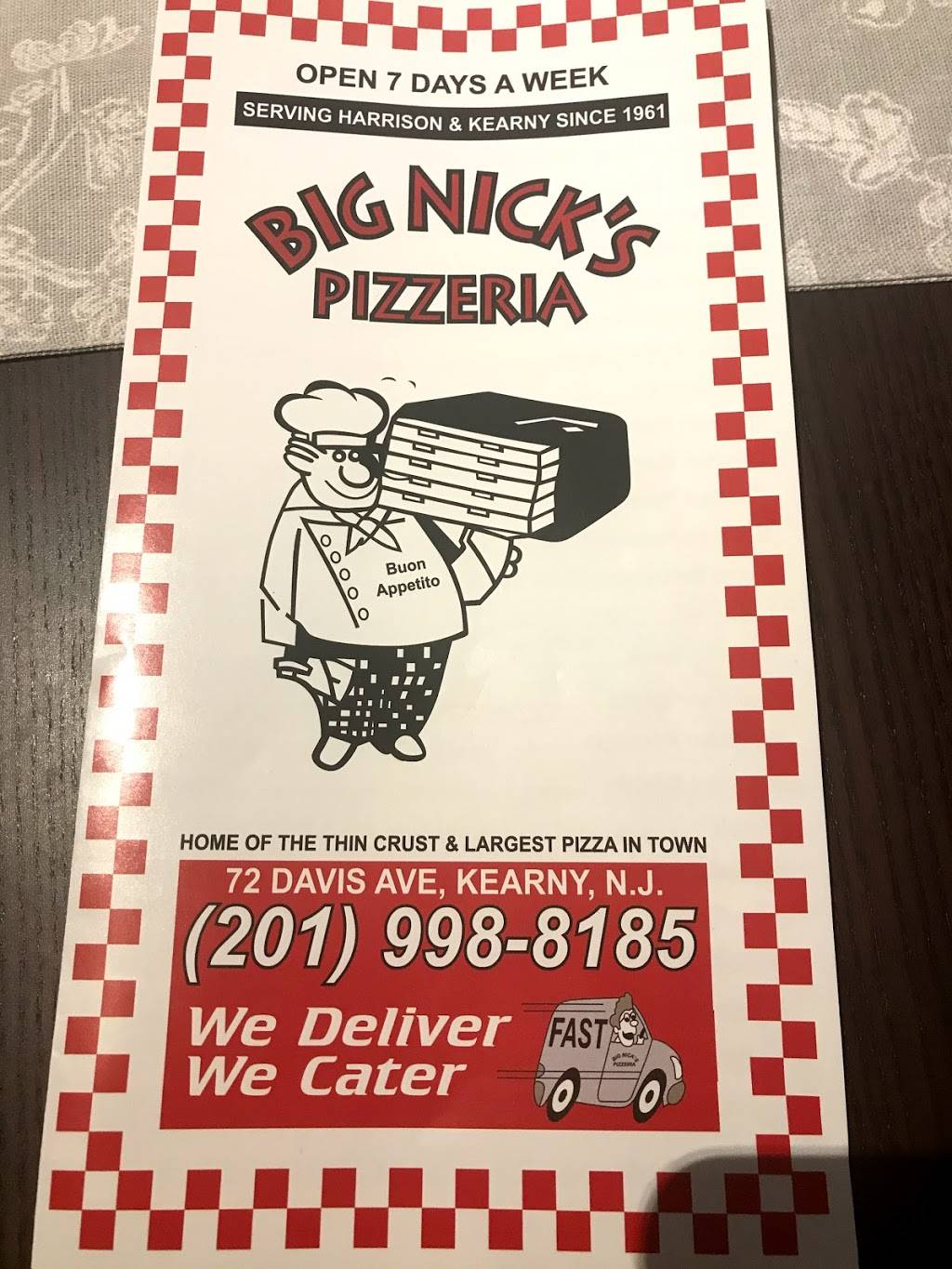 Big Nicks Pizzeria | 72 Davis Ave, Kearny, NJ 07032 | Phone: (201) 998-8185