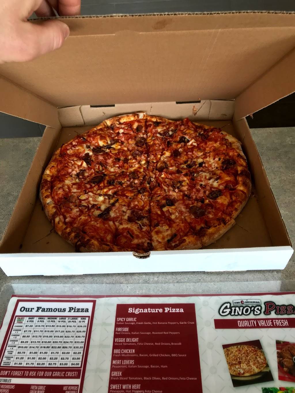 Ginos Pizza | 2212 Huron Church Rd, Windsor, ON N9C 2L7, Canada | Phone: (519) 969-0999