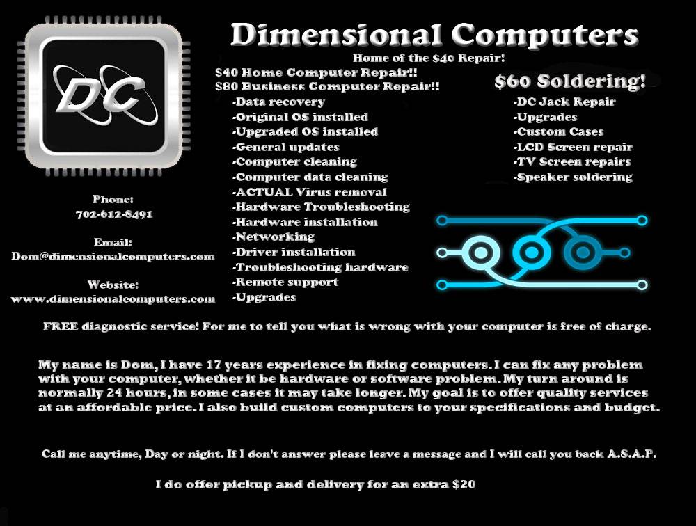 Dimensional Computers | 4619 E Harmon Ave, Las Vegas, NV 89121, USA | Phone: (702) 612-8491