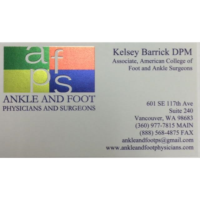 Kelsey Barrick, DPM | 601 SE 117th Ave STE 240, Vancouver, WA 98683, USA | Phone: (360) 977-7815