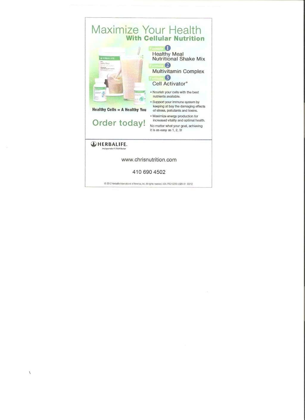 chrisnutrition | 7381 Michael Ave, Easton, MD 21601, USA | Phone: (410) 690-4502