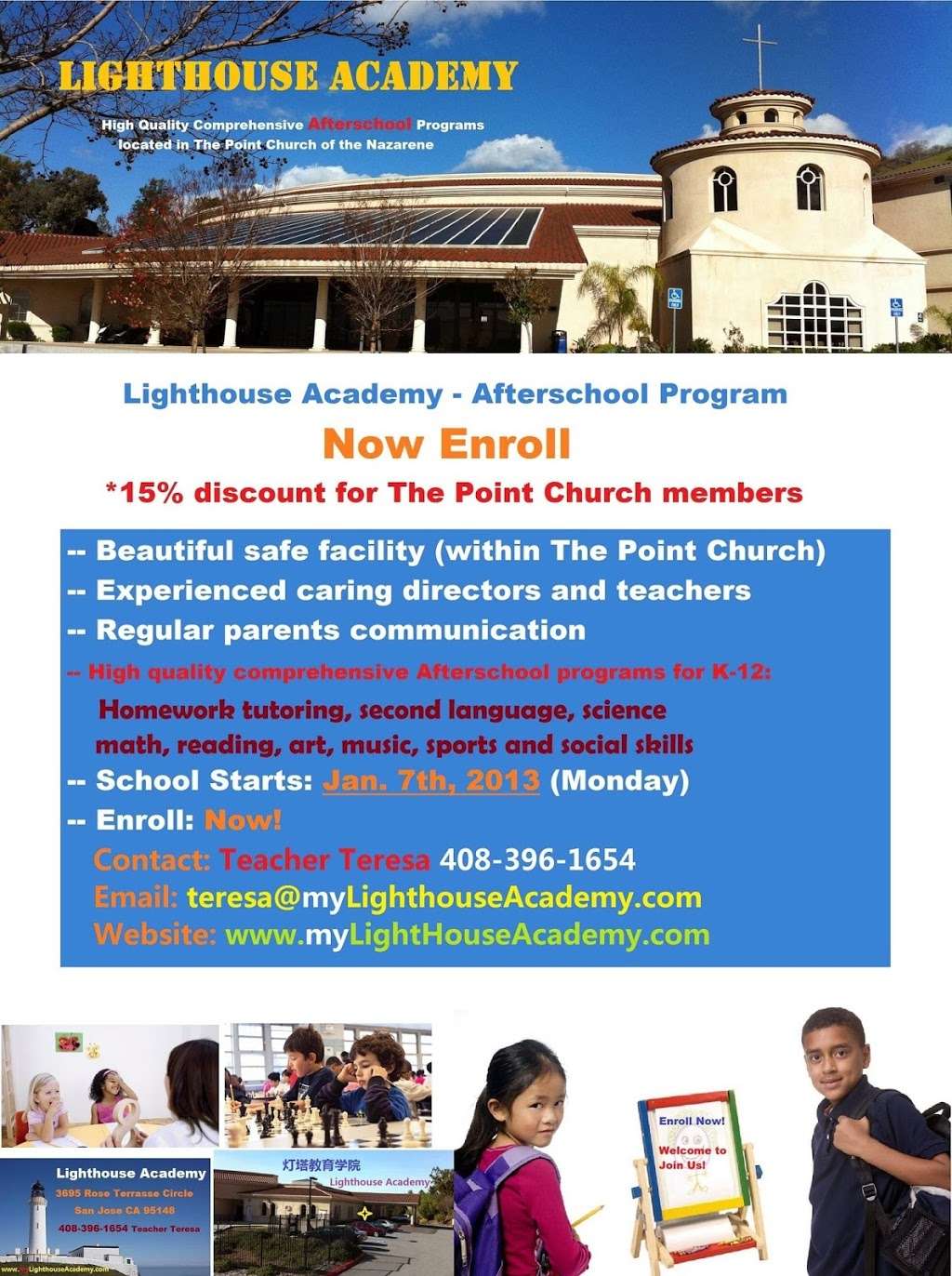 Lighthouse Academy - Afterschool | 3695 Rose Terrasse Cir, San Jose, CA 95148, USA | Phone: (408) 396-1654
