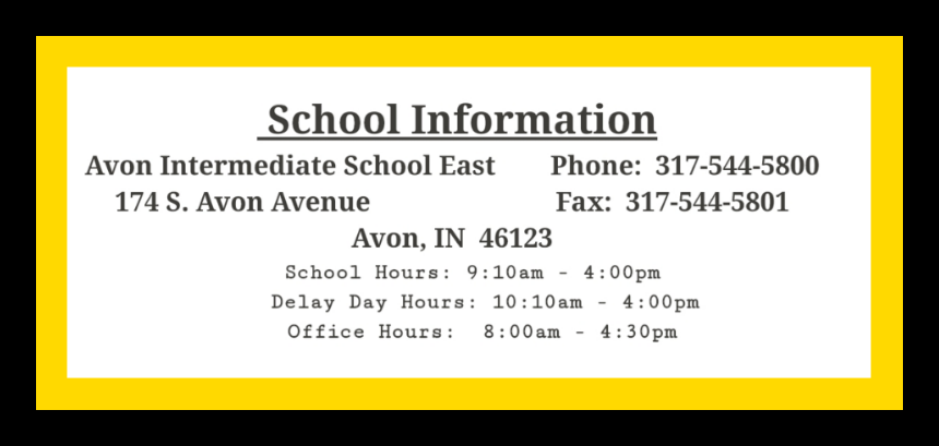 Avon Intermediate School East | 174 S Avon Ave, Avon, IN 46123 | Phone: (317) 544-5800