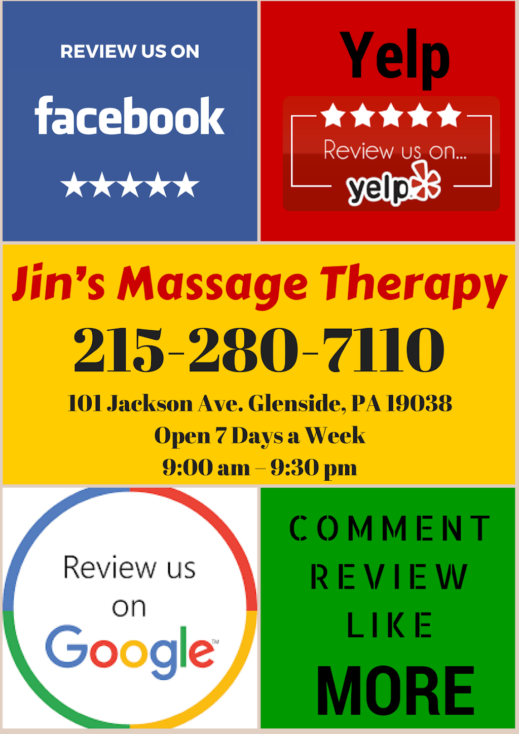 Jins Massage Therapy | 101 Jackson Ave, Glenside, PA 19038 | Phone: (215) 280-7110