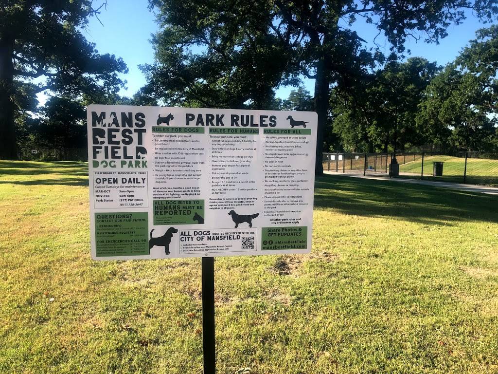 Mans Best Field Dog Park | 610 W Broad St, Mansfield, TX 76063, USA | Phone: (817) 473-1943