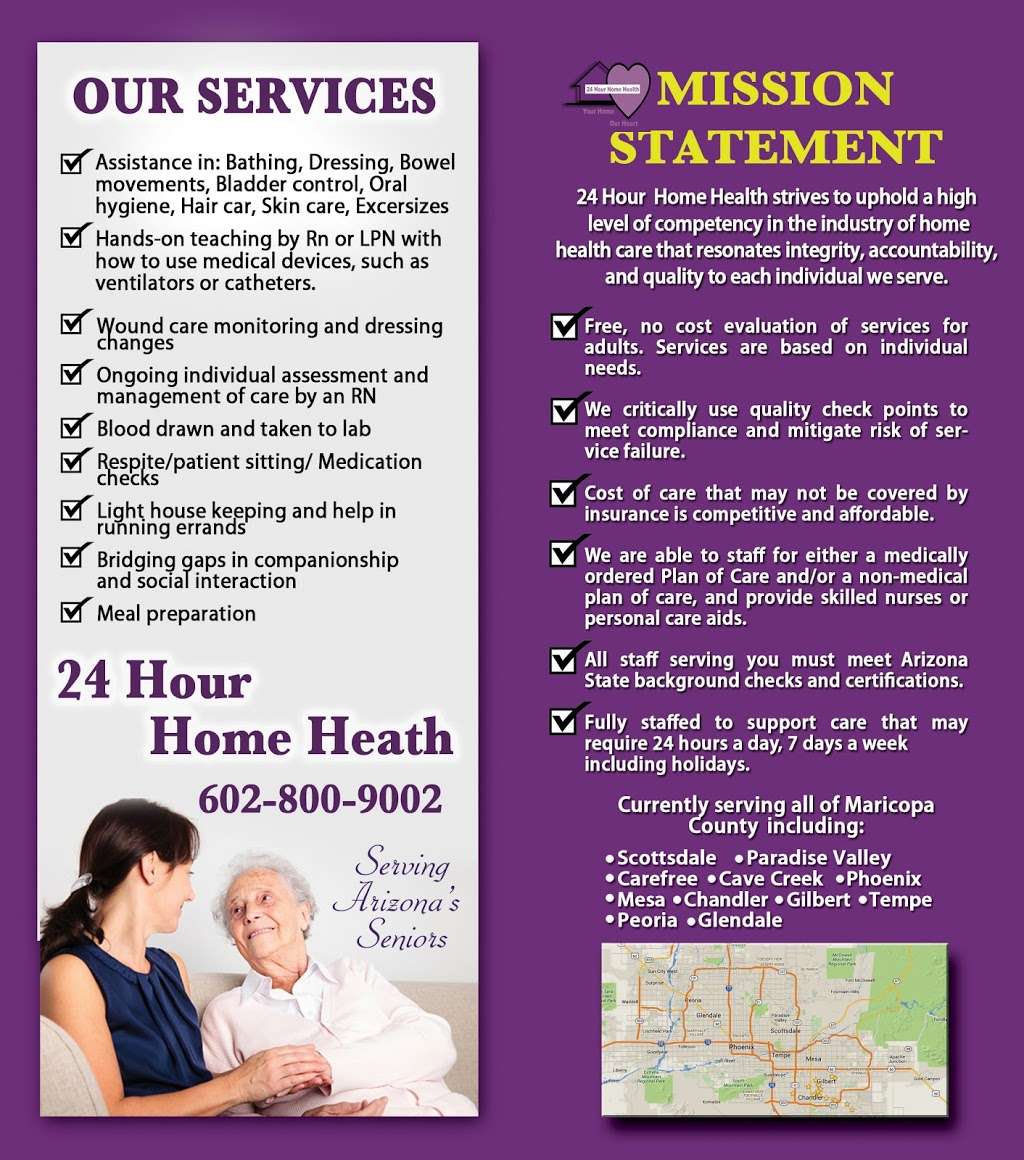 24 hour Home Health | 10405 E McDowell Mountain Ranch Rd Suite #276, Scottsdale, AZ 85255, USA | Phone: (602) 800-9002