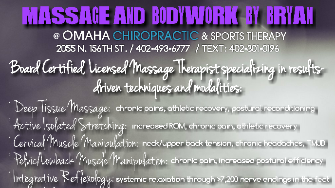 Massage and Bodywork by Bryan | 2055 N 156th St, Omaha, NE 68116, USA | Phone: (402) 493-6777
