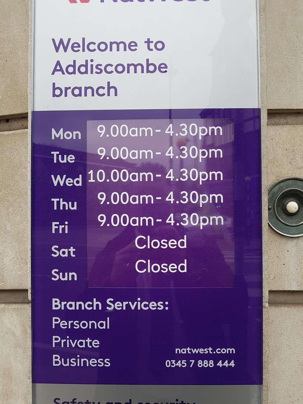 NatWest | 209-213 Lower Addiscombe Rd, Croydon CR0 6RB, UK | Phone: 0345 788 8444