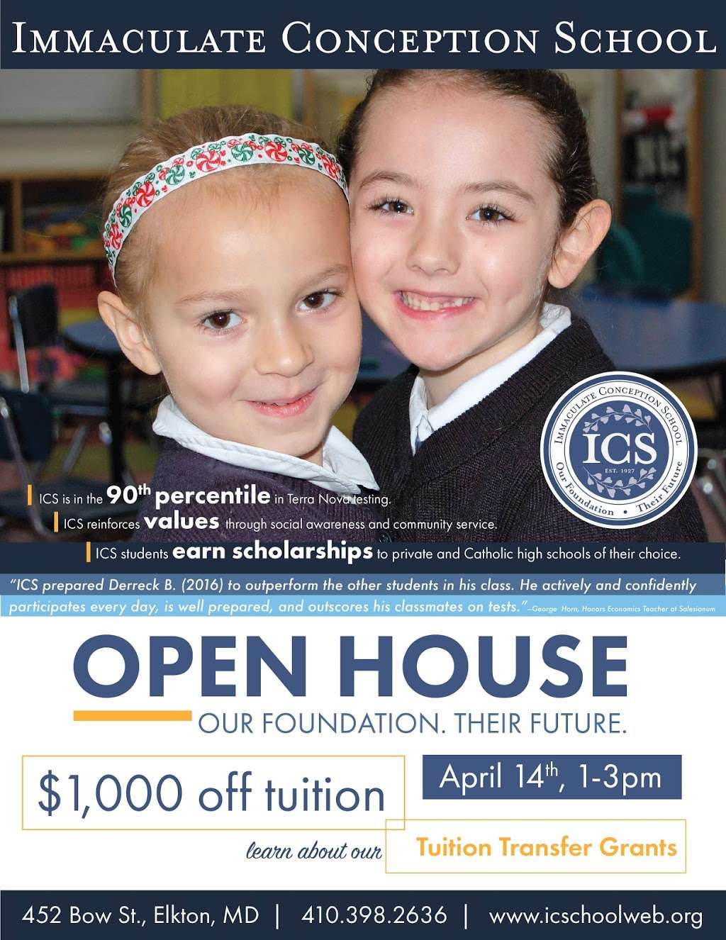 Immaculate Conception School | 452 East Bow St, Elkton, MD 21921 | Phone: (410) 398-2636