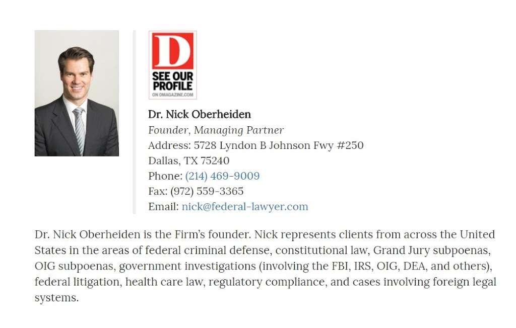 Dr. Nick Oberheiden | 5728 Lyndon B Johnson Fwy #250, Dallas, TX 75240, USA | Phone: (214) 469-9009