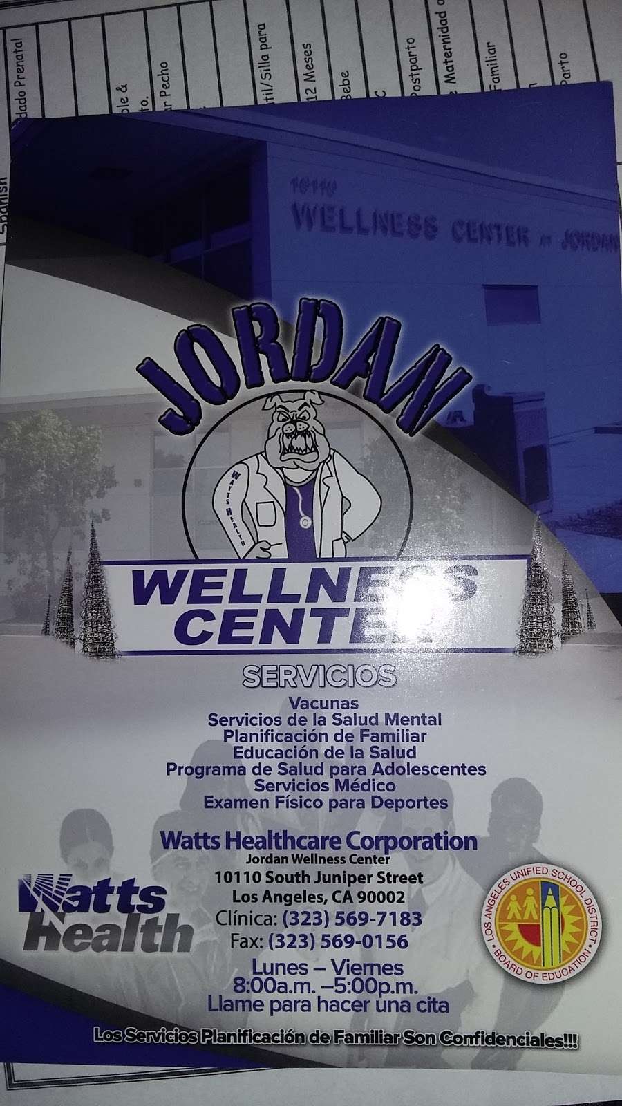 Jordan Wellness Center | 10110 Juniper St, Los Angeles, CA 90002, USA | Phone: (323) 488-5915