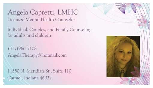 Angela M. Capretti, LMHC | 11350 N Meridian St #110, Carmel, IN 46032 | Phone: (317) 966-5108