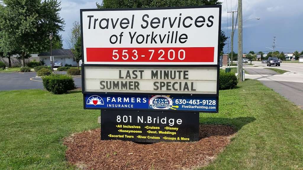 Travel Services of Yorkville | 801 N Bridge St, Yorkville, IL 60560, USA | Phone: (630) 553-7200