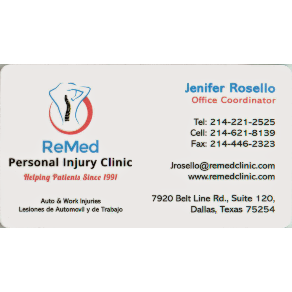 Remed Pain & Wellness Clinic | 7920 Belt Line Rd # 120, Dallas, TX 75254, USA | Phone: (214) 221-2525